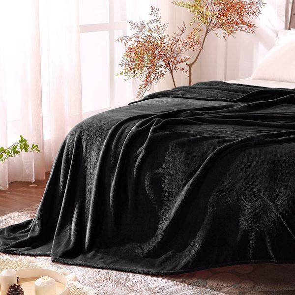 Fleece-tæpper Dobbelt Størrelse Sort 59\"x78\" Kasttæpper til Sofa &