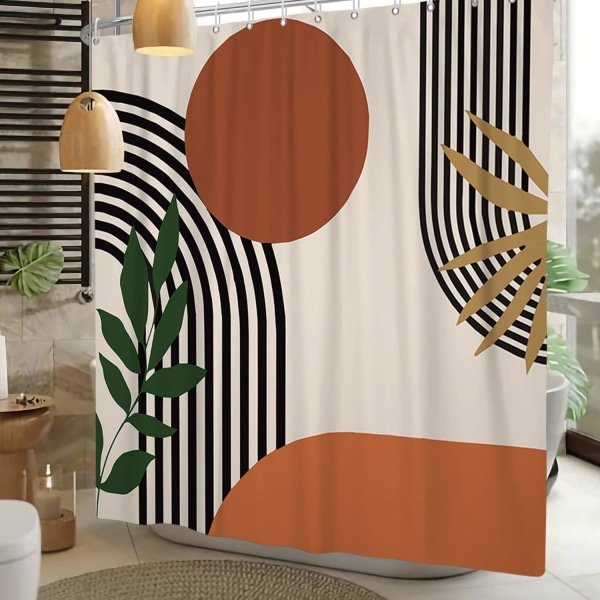 Boho Duschdraperi för Badrum Mid Century Modern Bohemian Abst