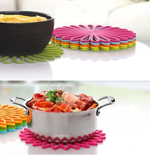 Silikon Multi-Användningsblomm Trivet Matta (Set med 3 Pack) Premium Kvalitet