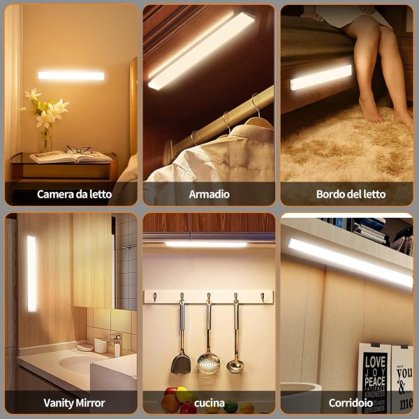 80 LED Garderobsbelysning, Sladdlös, USB Laddningsbar LED Nattlampa