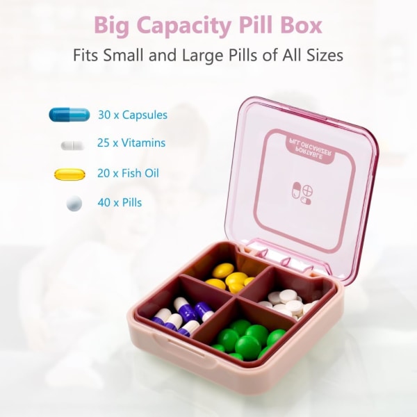 2 st Bärbar Pill Box, veckomedicinskt organizer, Pill Box DXGHC