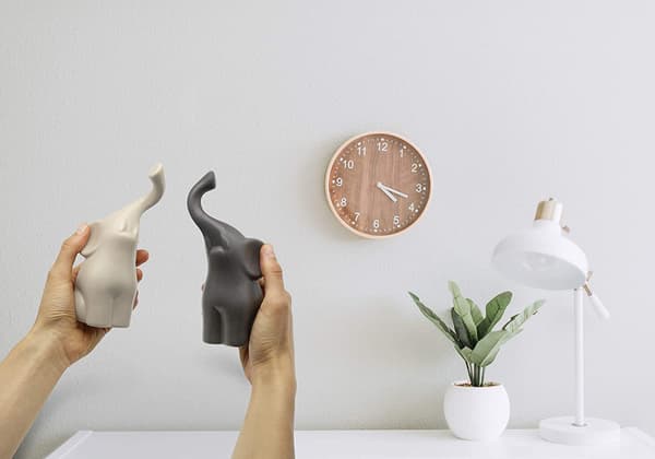Harmonisk Par av Beige & Grå Keramiska Elefanter - Modern DXGHC