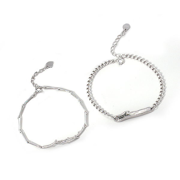2 st Par-armband för par Kvinna Sterling Silver INS Bangel Minimalistisk