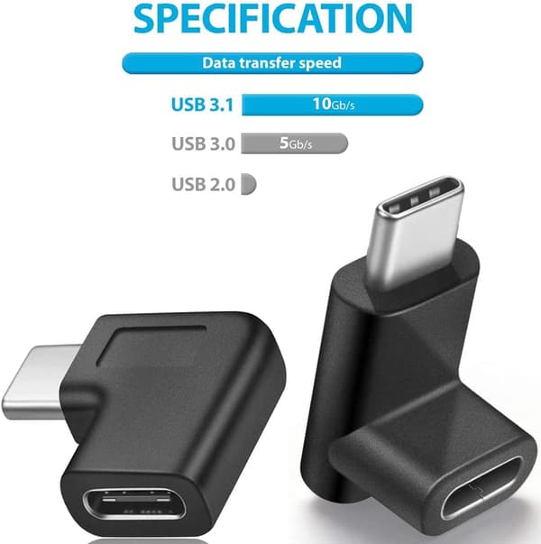 2 stk 90 Graders USB-C Type C Hann til Hunn Adapter, Opp og Ned DXGHC