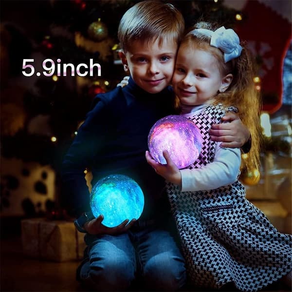 3D Månelampe, 16 Farger LED Lys Måne Romlampe 15cm Diameter, U