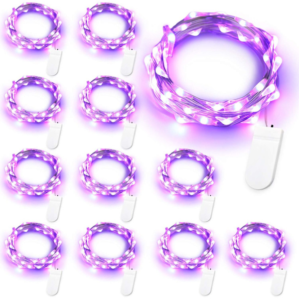 Lila fairysträng, 12 stycken med 20 LED-lampor, 2 meter