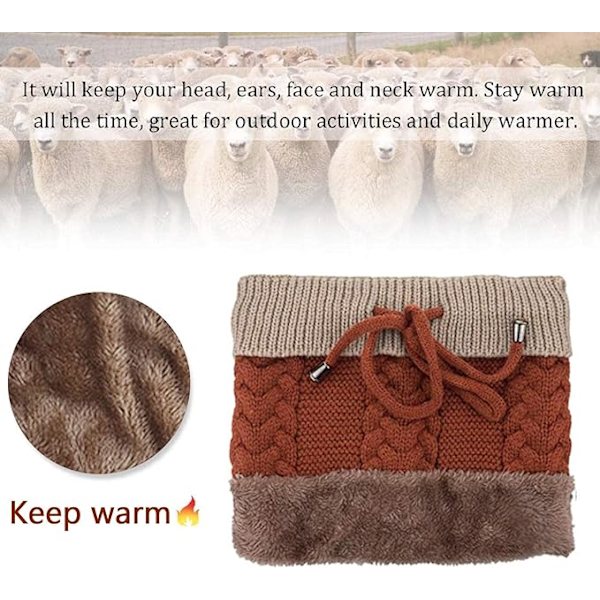 Hatt, hansker, skjerf og ansiktsmaske-sett for kvinner, damer og jenter - Strikket Beanie