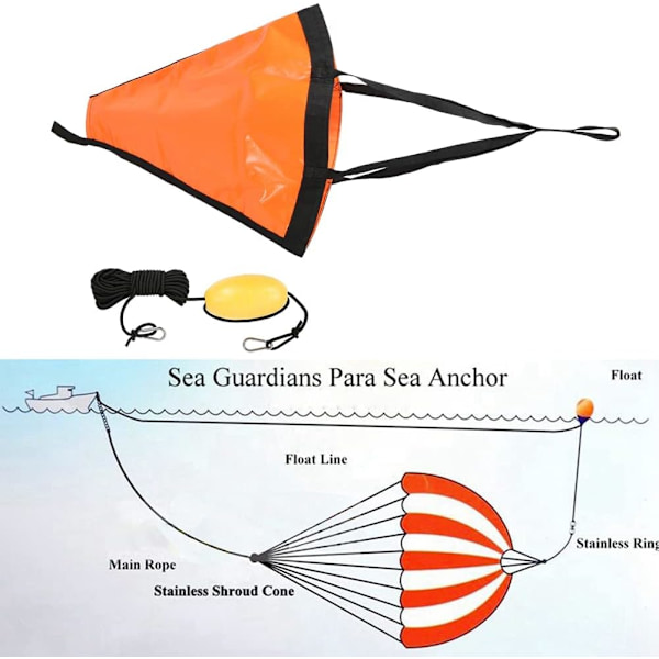 Veneen ankkuri 60cm Kajakki Kanootti Drift Ankkurin kelluke kelluva poiju veto