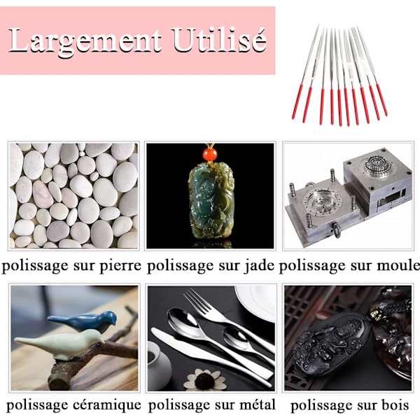 10 st Assorterade Mini Diamantnålsfiler i 3x140mm Skaft, Versa
