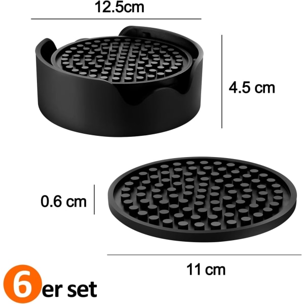 Round Silicone Coasters for Glasses, Silicone Coasters, Set of 6,