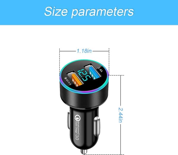 USB-billadaptrar för bil, dubbla QC3.0-portar, helmetall