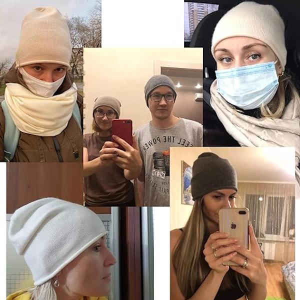 Vinterstrikklue for kvinner, kashmirullblanding varm myk K