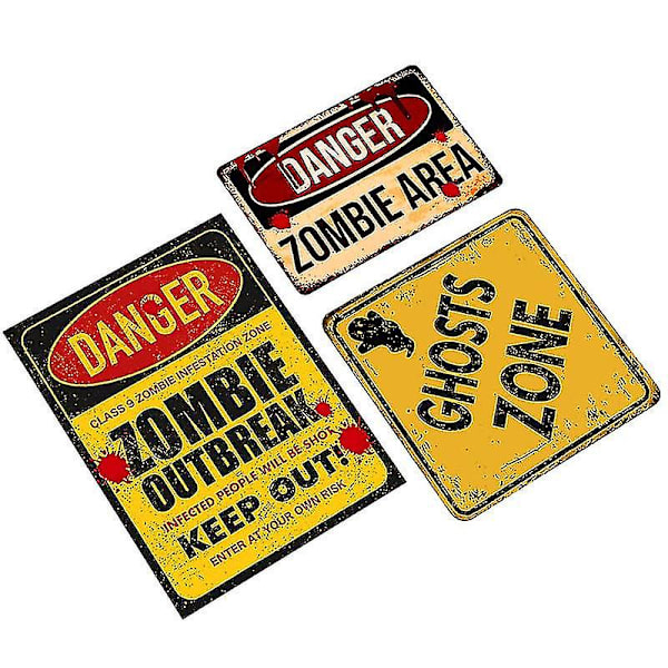 3st Halloween Horrible Stickers Varningsskylt Väggdekaler Sel DXGHC