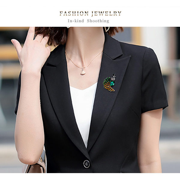 Modepavo-brosch i retro-stil, personlighet i legering