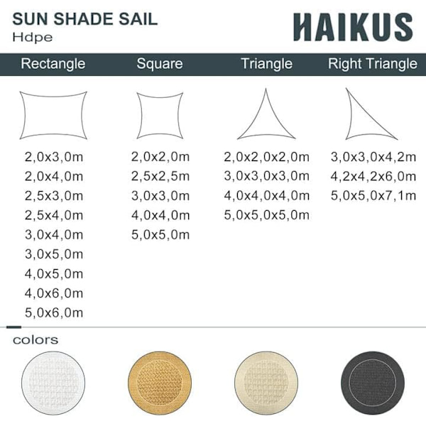 Skuggsegel (HDPE, 180g/㎡), Rektangulär 2x3m, Trädgård Patio Skugga