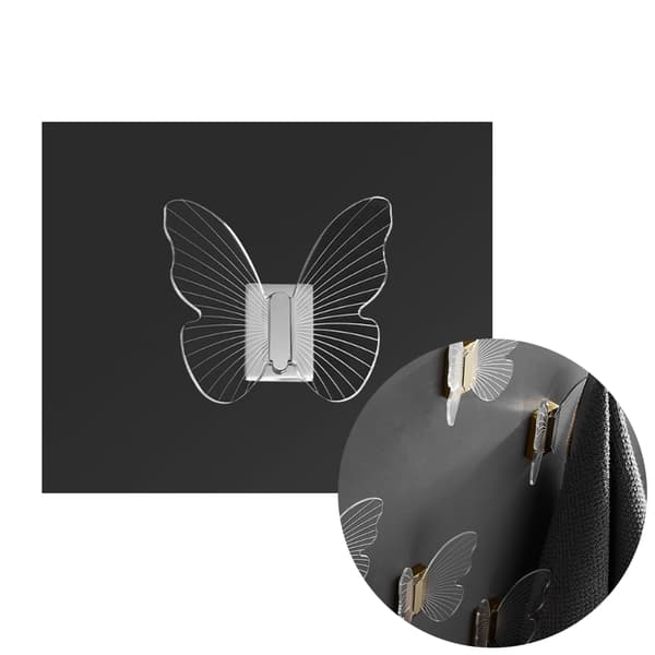 1 stk. Badeværelses-Akryl Butterfly Kroge uden Huller til Vægskab.C