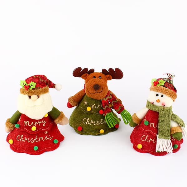 3-pack 18 * 16cm Jultomte Cartoon 3D Dockdocka Godispåse Blixtlås