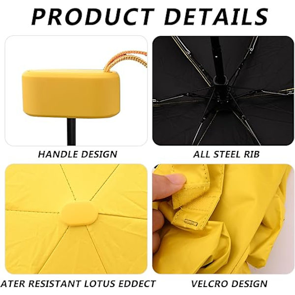 Foldbar Rejse Paraply, 6 Ribber Mini Rejse Paraply Stærk Umbre