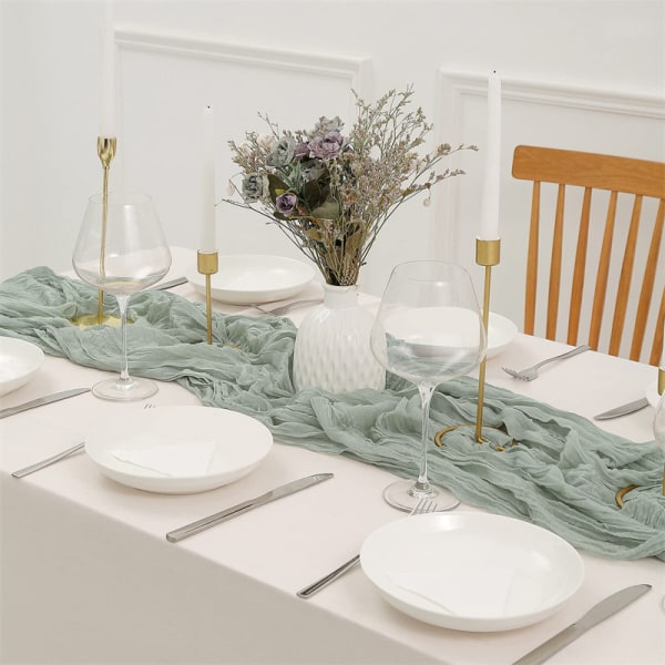 Grön gasväv bordslinne, bohemisk hampa bordslinne, dekorativ pl