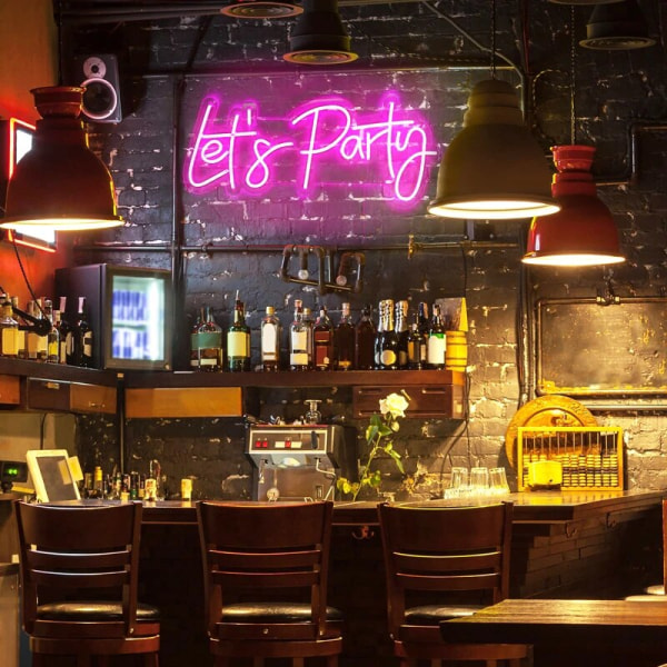 Skräddarsydd LED-Neonljusskylt Lets Party Ljusskyltar för Enstaka Tupp