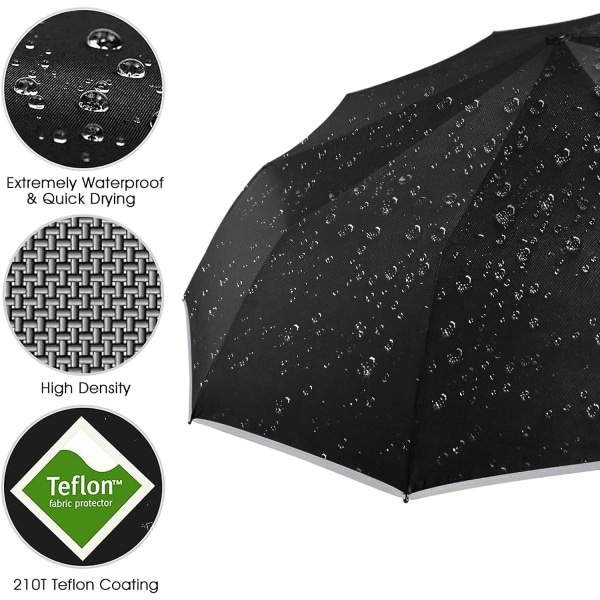Foldbar paraply, kompakt automatisk paraply, foldbar åben og luk
