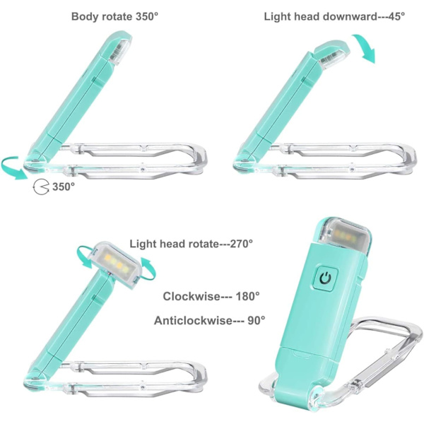 (Grønn) USB Leselampe Oppladbar LED Leselys med Rea