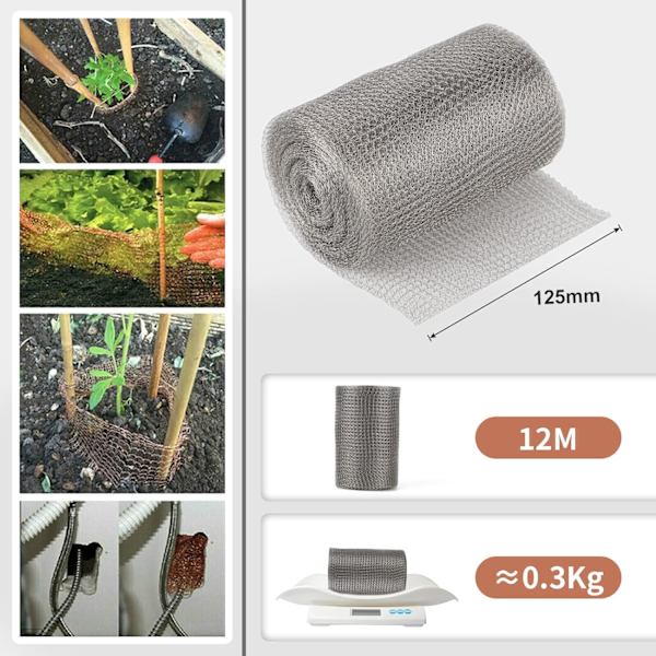Rustfrit Stål Net, 12,5cm*12m, Fleksibelt Kobbernet, Anti Rotte