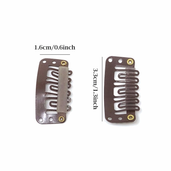50 stk. 6-tands U-formede klips til hårextensions - 3,3 cm/ DXGHC