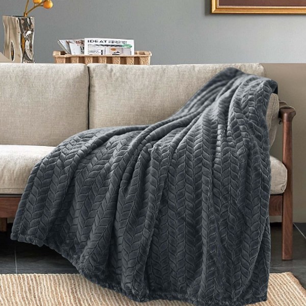 Fleece-heittäpeitto, (50\"×70\", Harmaa) Super Pehmeä Flanelli Mukava Peitto