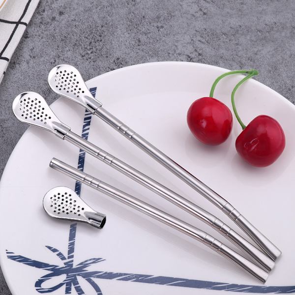 5 stk Avtakbare Pipetter 304 Rustfritt Stål Straw Spoon Creativ