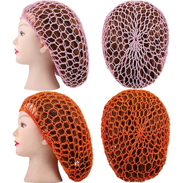 3 stk. Mesh hårnett Rayon Heklet hårnett Heklet Sleep Cap