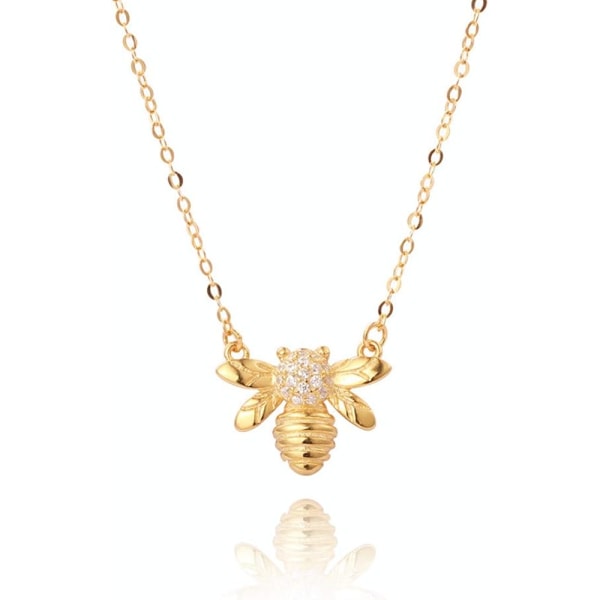 Bee Gold Coin Honeycomb hängsmycke Choker halsband för kvinnor Teen Gi