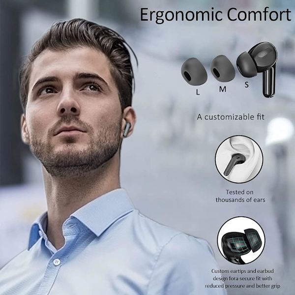 Bluetooth Høretelefoner 5 Trådløse Stereo Bluetooth Headset, 40 Timer