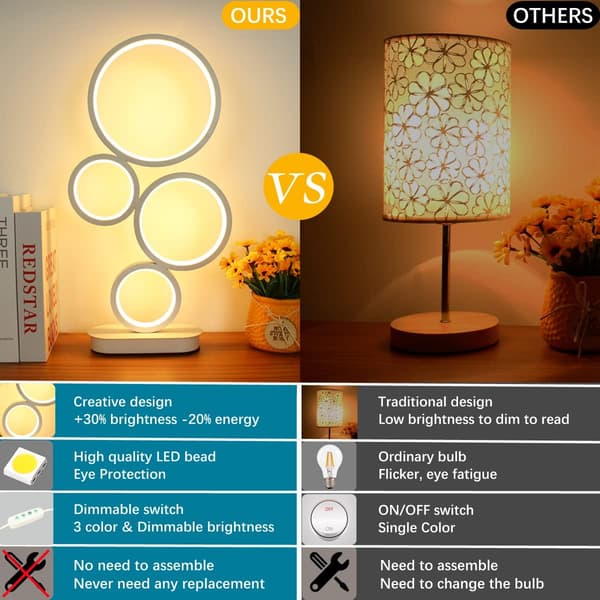 LED Bordlampe, Moderne Sengelamper, 18W Dæmpbar Skrivebordslampe