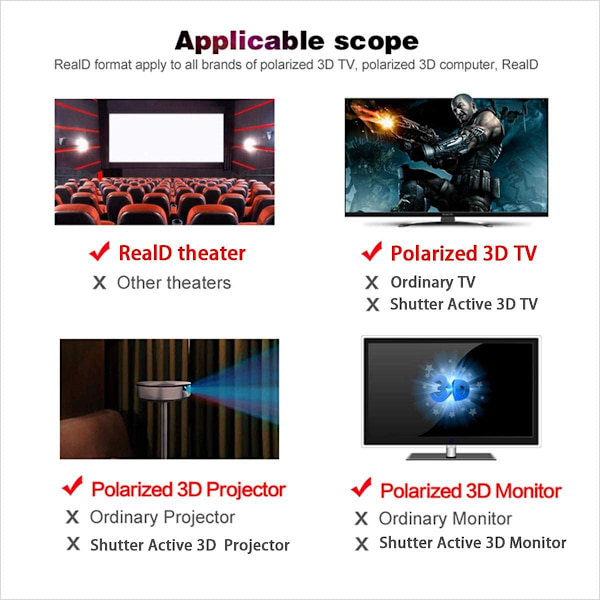 4X 3D Briller Unisex Passiv Polariseret 3D Briller til LG, Son DXGHC