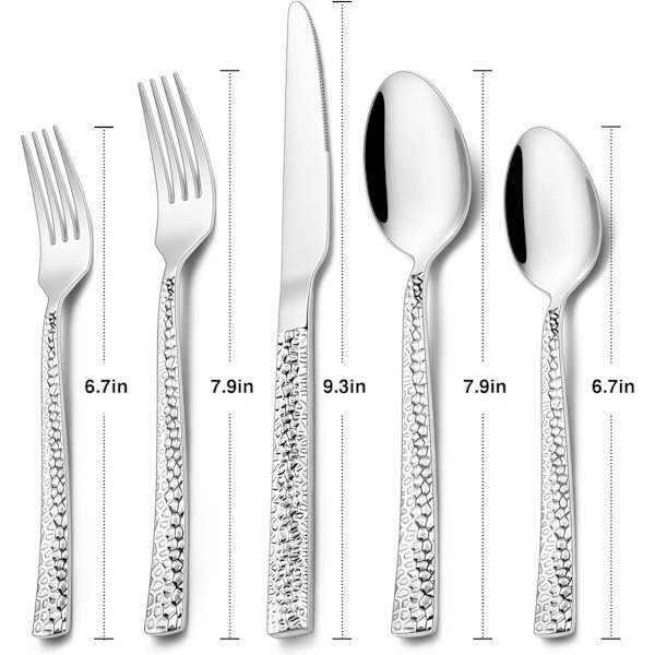 Hamrad Silverware Set, 10-delad Kvadratisk Bestick i Rostfritt Stål
