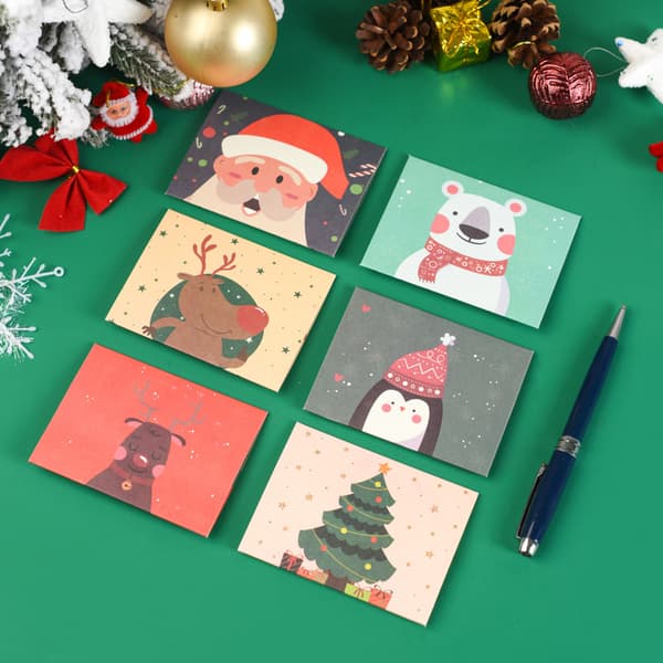 60 Julhälsningskort Cartoon Santa Claus Julafton Fågel