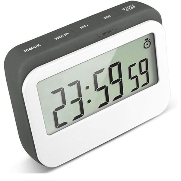 Digital Kjøkken Timer 12/24 Timer Alarmklokke med Magnetisk Bakside