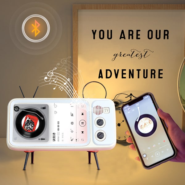 Kreativ mobiltelefonhållare skrivbordsretro TV Bluetooth stereo mob