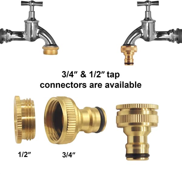 4 st Brass Trädgårdsvattenkran Kopplingar, 1/2\" och 3/4\" 2 i 1 Hon