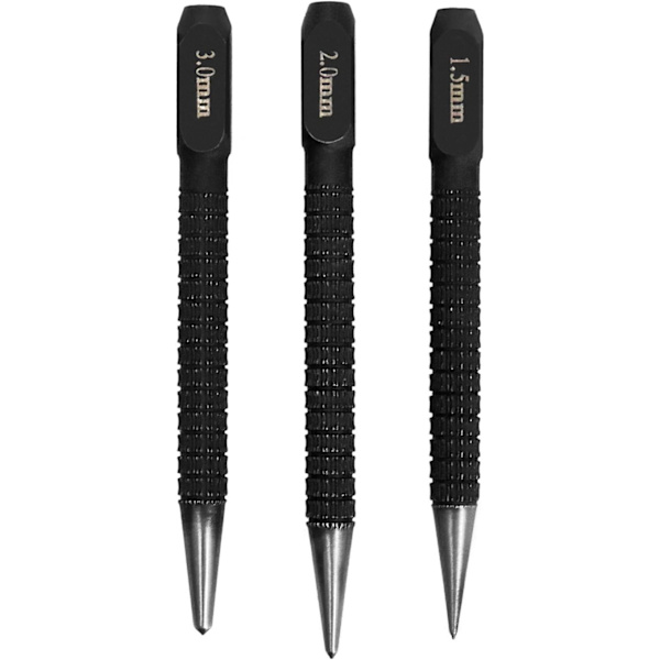 Nagelstämplar, 1,5, 2, 3 mm, Set om 3