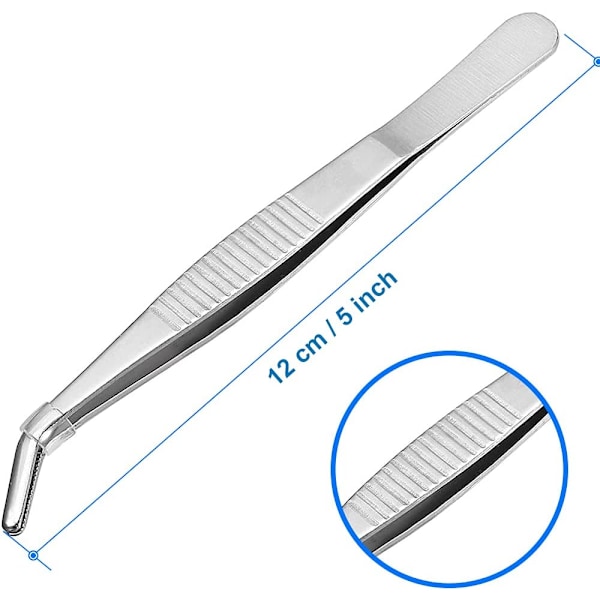 2 Par 12 cm Rustfrit Stål Tang med Buede Tandede Spidser Pro