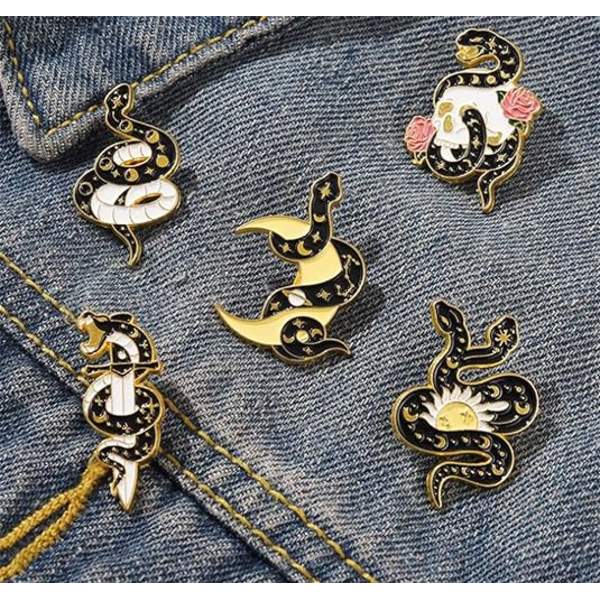 Ormar Enamel Lapel Nål 5st Brosch Nål Djur Märken Djur Nål