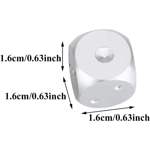 Terninger i aluminiumslegering for spill, 5 stk. i en boks, lette sekskantede