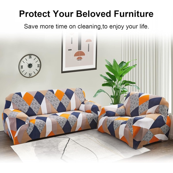 Tryckt Stretch Soffaöverdrag, Modern Halksäker 3-Sits Elastisk Soffaöverdrag