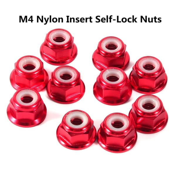 Selvlåsende sekskantsmuttere, 10 stk M4 Nylonflens Aluminium CNC Mutter S