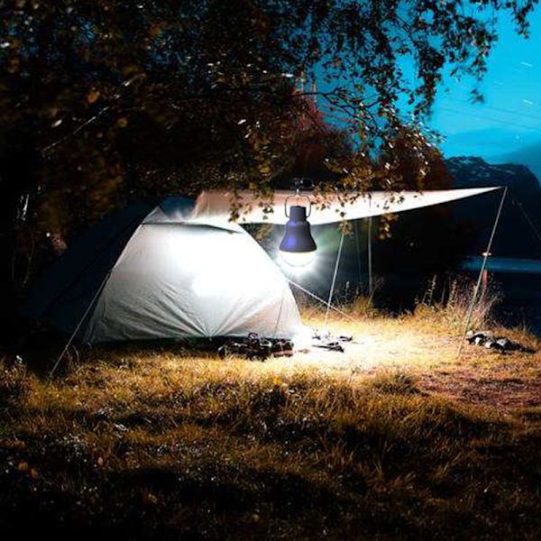 Bærbar solcellelampe med hvit LED-pære, solenergi med solcelle