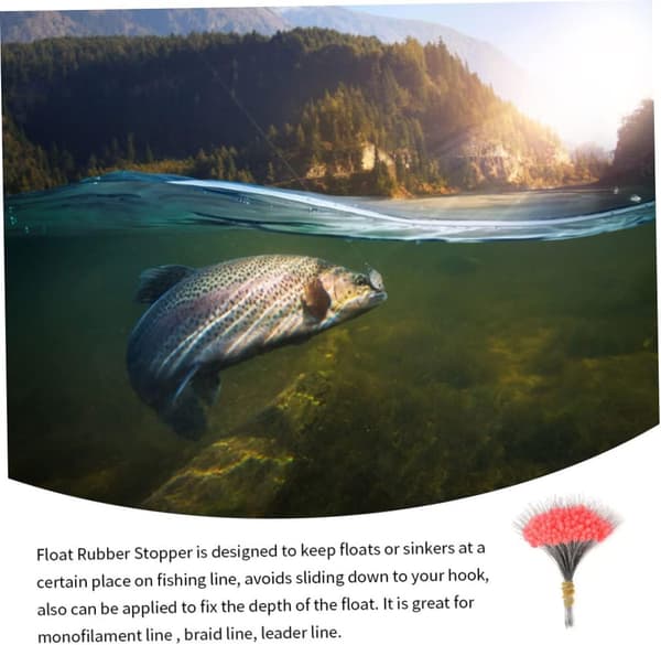 Flytende gummifloat, 300 stk Røde sylinderformede float STOP Gummifiske