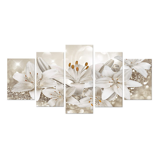 （Vit）5 Paneler Kärleksblommor Canvas Väggkärnmålning