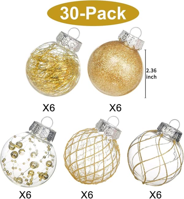 Klar Julekuglepynt, 30 stk 6 cm Guld Ubrækkelig Jul